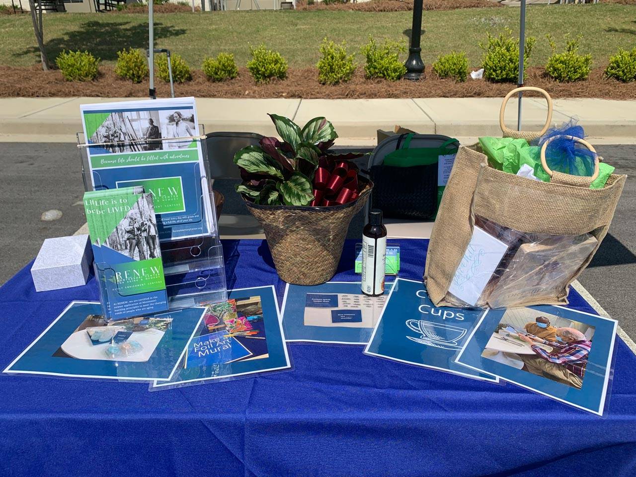 Table display with informational materials about Renew